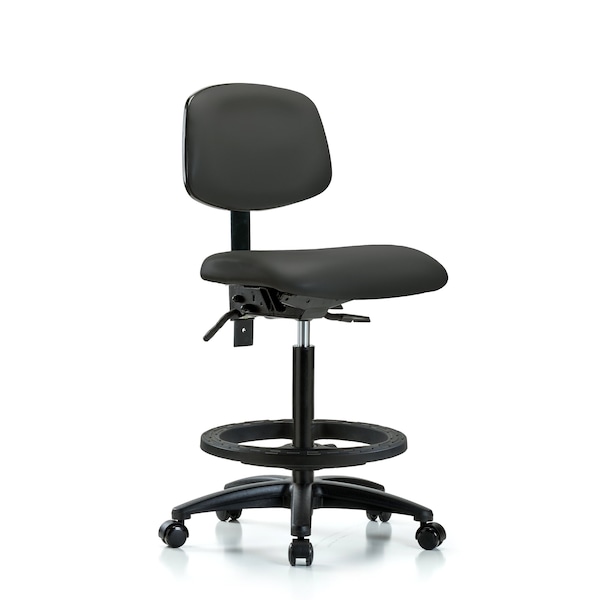 Chair, Fabric, Med Bench, Chr CF Glides, Nav, No Arms, 26" to 35" Height, Charcoal