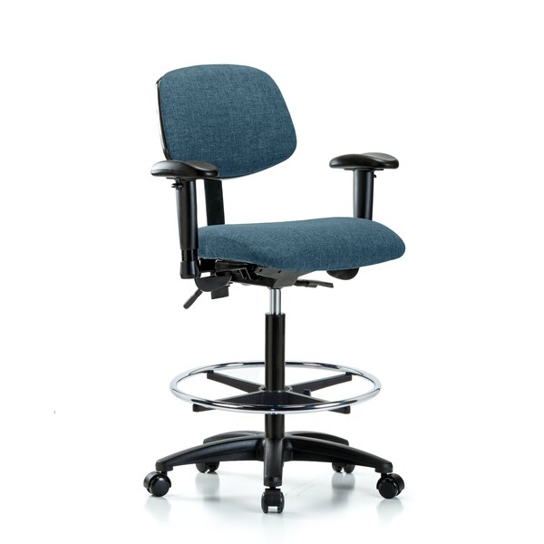 Chair, Fab, Hi Bench, Tilt AA CF Cast, Blu, 6-Way Adjustable, 26" to 35-1/2" Height, Blue