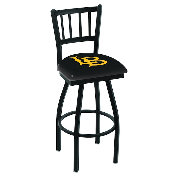 25" Blk Wrnkl Long Beach State Univ Swivel Bar Stool, Jailhouse Back