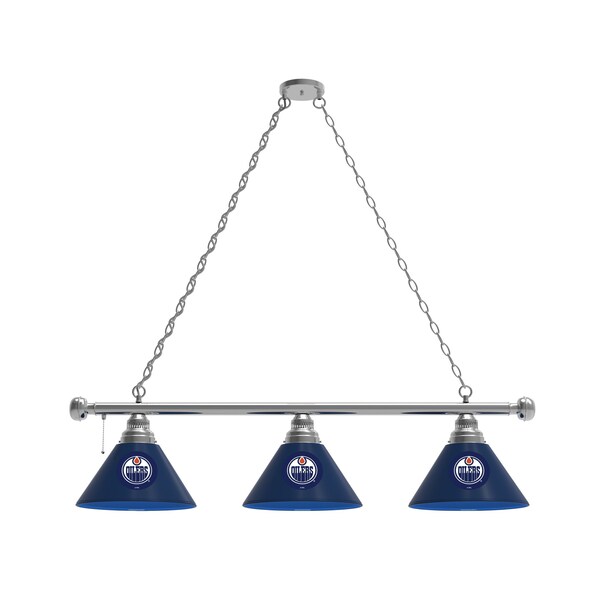 Edmonton Oilers 3 Shade Billiard Light, Chrome Fixture