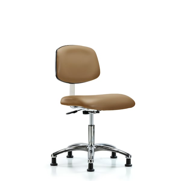 Clean Room Chair Desk Chair, Vinyl, Chrm, Glides, Taupe, CL10, 18" to 23" Height, Vinyl, Taupe