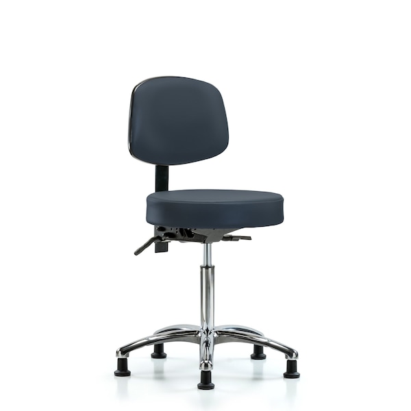 Bench Stool, Med, Vin, Bk, Chrome, Glides Nav