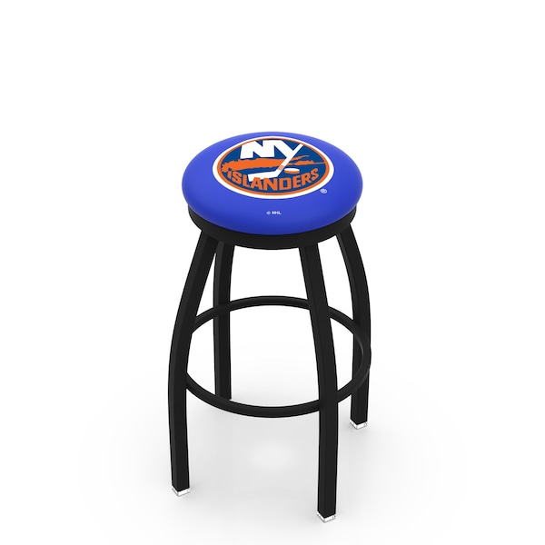 25" Blk Wrinkle New York Islanders Swivel Bar Stool, Accent Ring