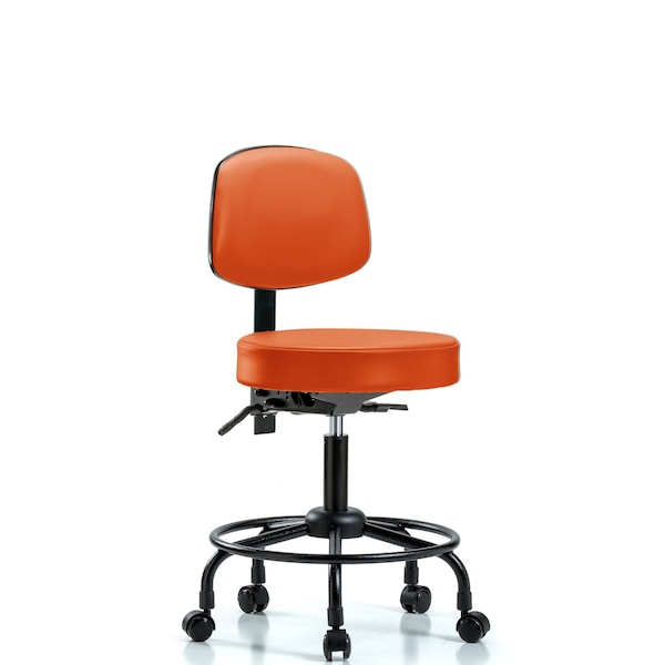 Desk Stool, Vinyl, Bk, RT, Tilt, Cast, Org