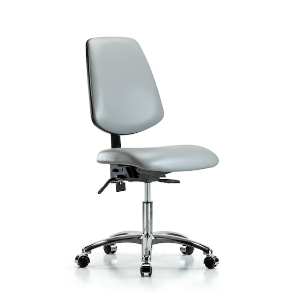 Desk Chair Desk Chair, Vinyl, Med, Bk, Cast, Dov, No Arms, 18" to 23" Height, Vinyl, Dove