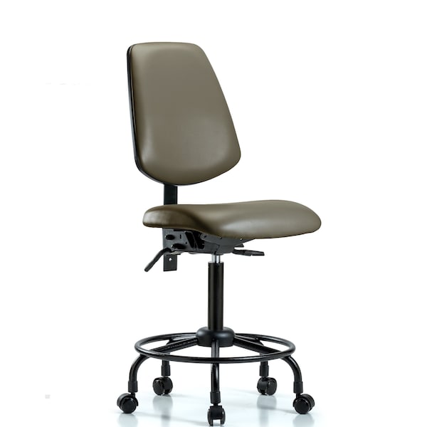 Vinyl Chair, Med Bench, Round Tube Base, Med Back, Tilt, Casters, Taupe