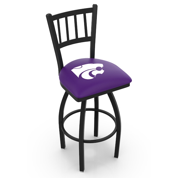 25" Blk Wrinkle Kansas State Swivel Bar Stool, Jailhouse Back