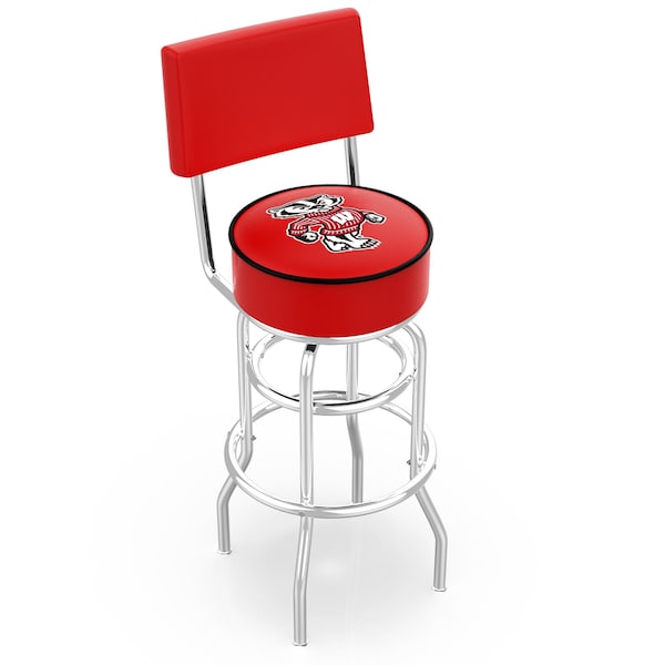 25" Chrome 2-Ring Wisconsin "Badger" Swivel Bar Stool, Back