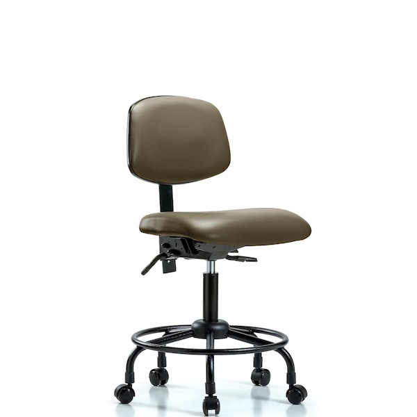 Vinyl Chair, Desk, Round Tube Base, Casters, Taupe