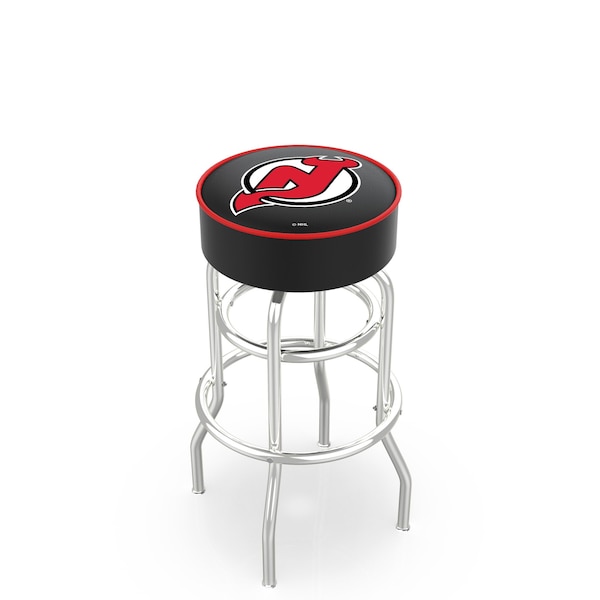 25" New Jersey Devils Cushion Seat, 2-Ring Chrome Swivel Bar Stool