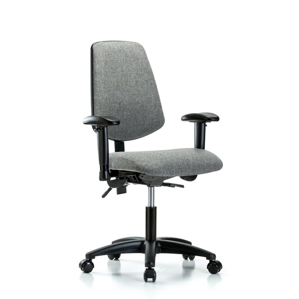 Desk Chair Fab Desk Chair, Med, Bk, AA, Casters, Gry, Adjustable Arms, 19" to 24" Height, Fabric, Grey