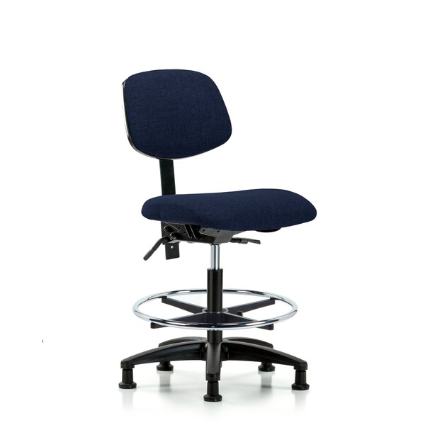 Chair, Fabric, Med Bench, CF Glides, Nav, No Arms, 22" to 29" Height, Dark Blue
