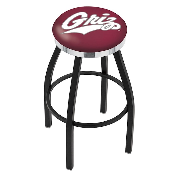 25" Blk Wrinkle Montana Swivel Bar Stool, Chrome Ring