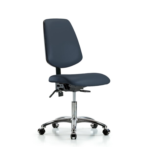 Desk Chair Desk Chair, Vinyl, Med, Bk, Cast, Navy, No Arms, 18" to 23" Height, Vinyl, Imperial Blue