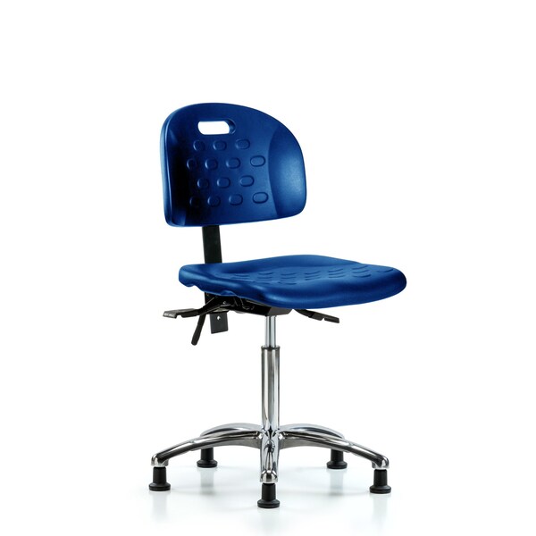 Poly Chair Chrome, Med Bench, Tilt, Glides, Blue