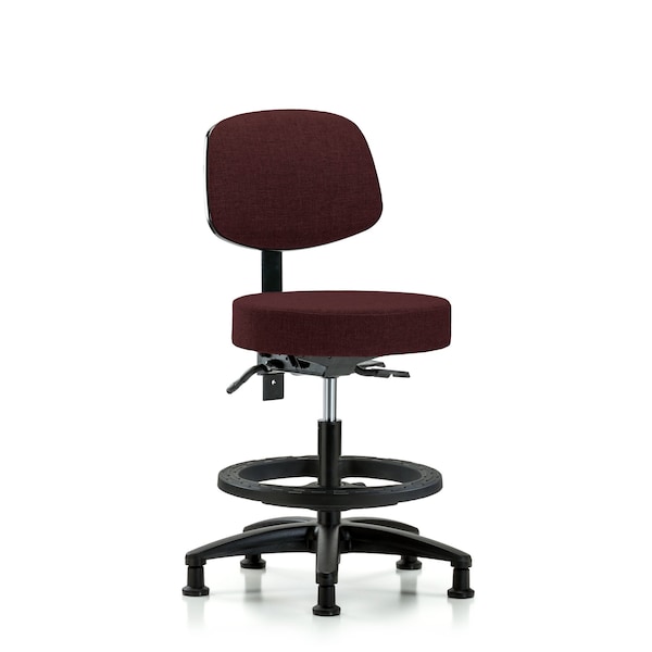 Bench Stool, Med, Fab, Bk, BF, Glides, Bur