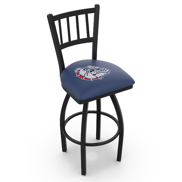 25" Blk Wrinkle Gonzaga Swivel Bar Stool, Jailhouse Back