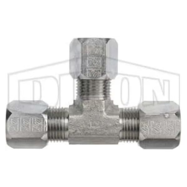 The Right Connection Flareless Bite Tube Union Tee, 5/16 in Nominal, Male Tube End Style, Steel