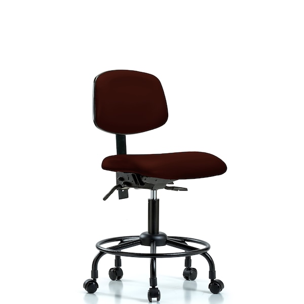 Desk Chair Desk Chair, RT Casters, Vinyl, Burg, No Arms, 21" to 26" Height, Vinyl, Burgundy