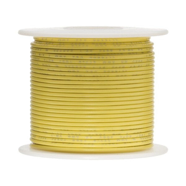 16 AWG Stranded Hook Up Wire, Yellow, 100 ft, 0.077" Diameter, 300V