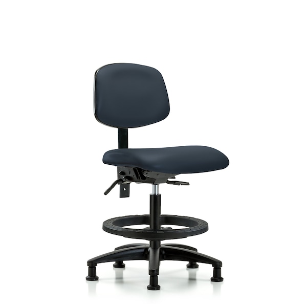 Chair, Vinyl, Med Bench, Tilt BF Glides, Nav, No Arms, 22" to 29" Height, Imperial Blue