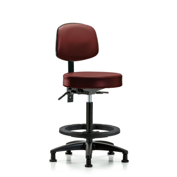 Vinyl Stool, Back, High Bench, Tilt, Foot Ring, Glides, Taupe