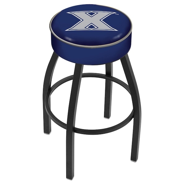 25" 4" Xavier Cushion Seat, Blk Wrinkle Base Swivel Bar Stool