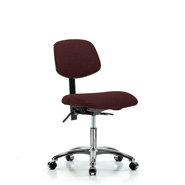 Desk Chair Desk Chair, Fabric, Chrome Casters, Bur, No Arms, 19" to 24" Height, Fabric, Burgundy