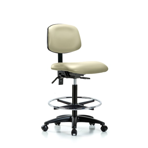 Chair, Fabric, Hi Bench, BF Glides, Gry, No Arms, 26" to 35" Height, Adobe White