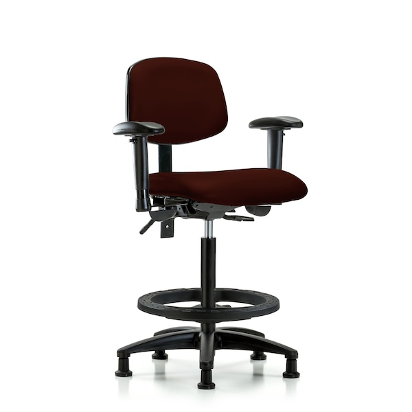 Chair, Poly, Hi Bench, RT AA Glides, 6-Way Adjustable, 26" to 35" Height, Burgundy