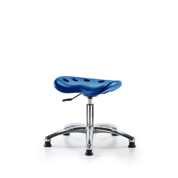 Poly Tractor Stool Chrome, Desk, Glides, Blue
