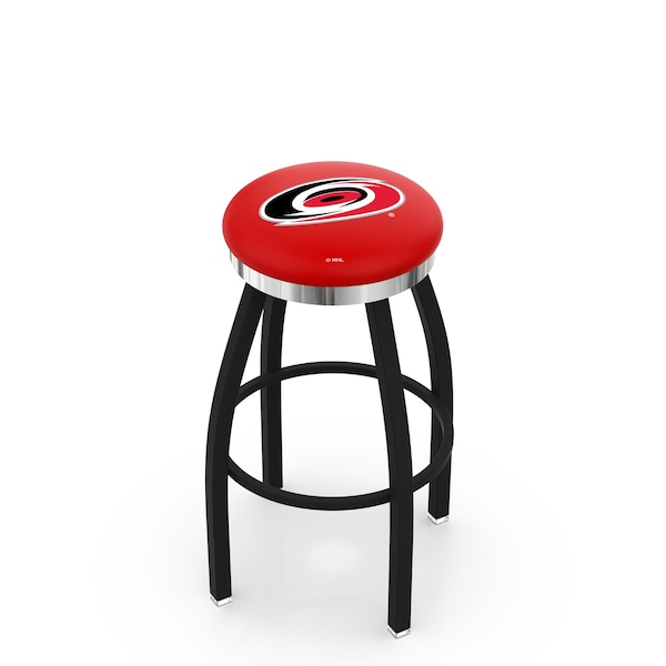 25" Blk Wrinkle Carolina Hurricanes Swivel Bar Stool, Chrome Ring