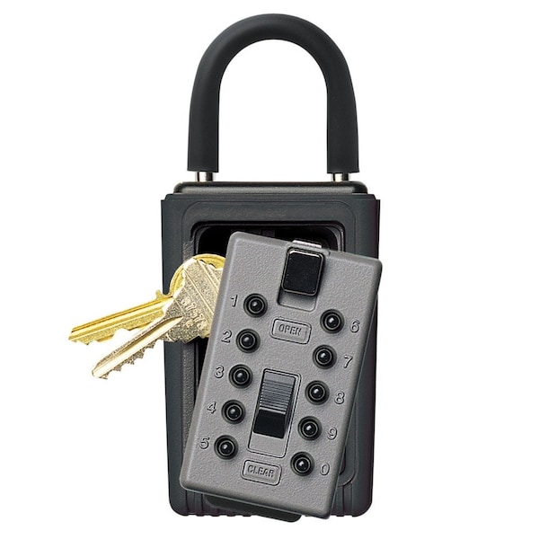 J5 Portable over-The-Door Mount Pushbutton Lock Box, Titanium Grey