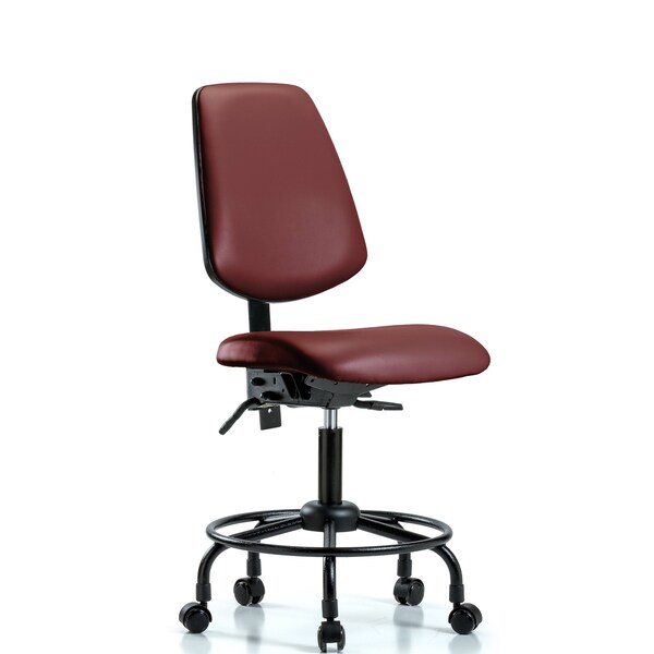 Vinyl Chair, Desk, Round Tube Base, Med Back, Casters, Borscht