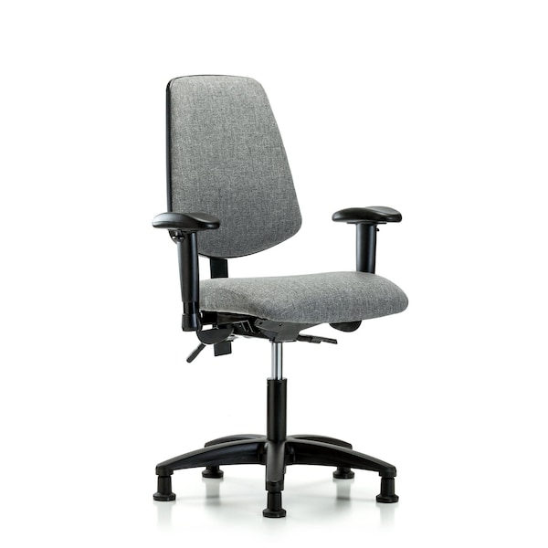 Desk Chair Fab Desk Chair, Med, Bk, Tilt AA Glds, Gry, Adjustable Arms, 19" to 24" Height, Fabric, Grey