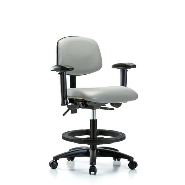 Chair, Vinyl, Med Bench, AA BF Casters, Dov, 6-Way Adjustable, 22" to 29" Height, Dove