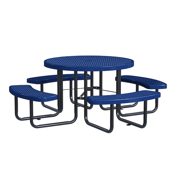 Round Picnic Table, Navy, Surface Mount, 46 in
