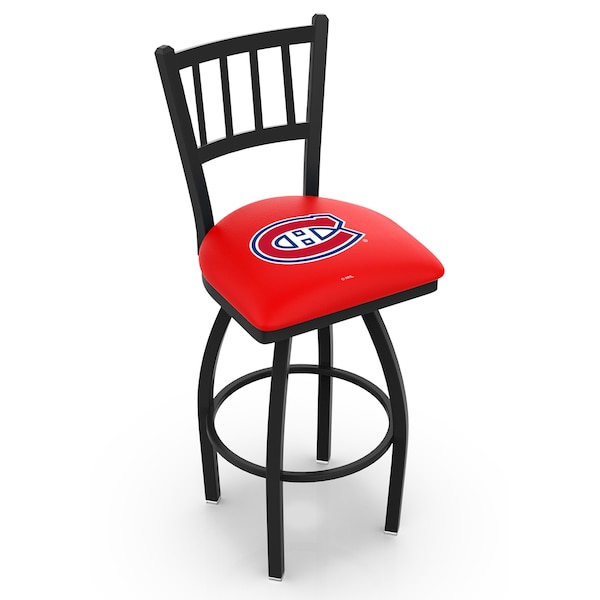 25" Blk Wrinkle Montreal Canadiens Swivel Bar Stool, Jailhouse Back