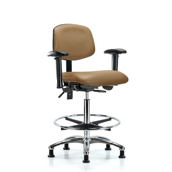 High Bench Chair Chair, Vin, Hi Ben, Chr AA CF Glides, Taupe, Adjustable Arms, 26" to 35-1/2" Height