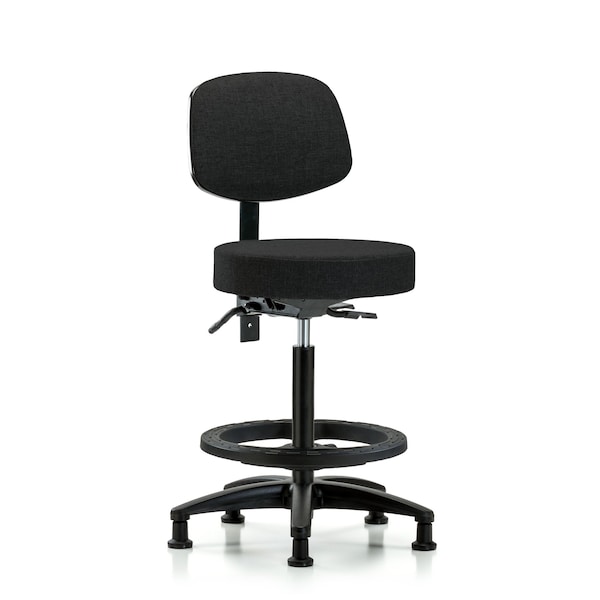 Bench Stool, Hi, Fabric, Bk, BF, Glides, Blk