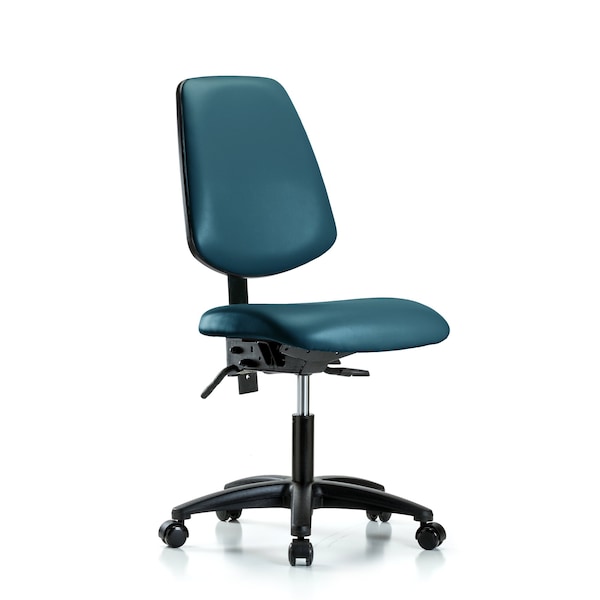 Vinyl Chair, Desk, Med Back, Casters, Royal