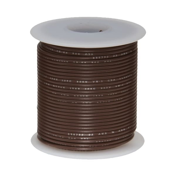 20 AWG Gauge UL1061 Stranded Hook Up Wire, 300V, 0057 Diameter, Brown, 25 ft Length