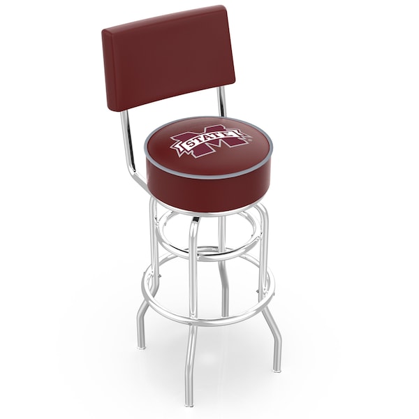 25" Chrome 2-Ring Mississippi State Swivel Bar Stool, Back