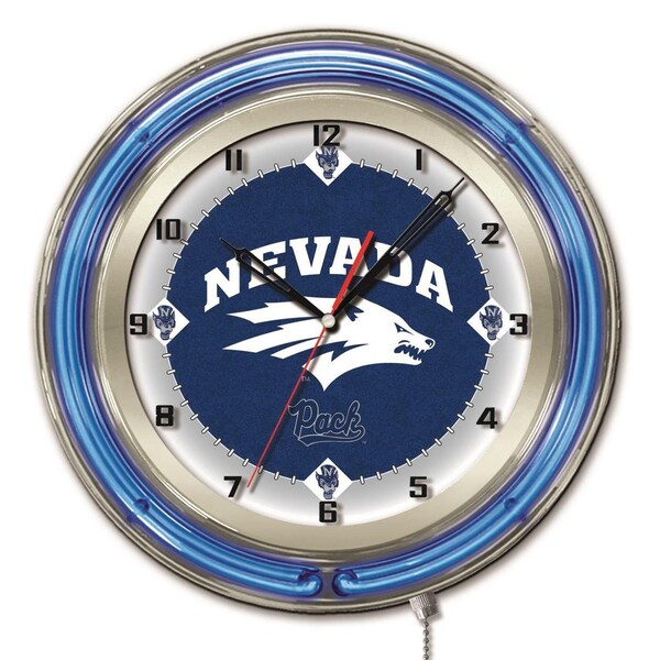 University of Nevada Double Neon 19" Clock