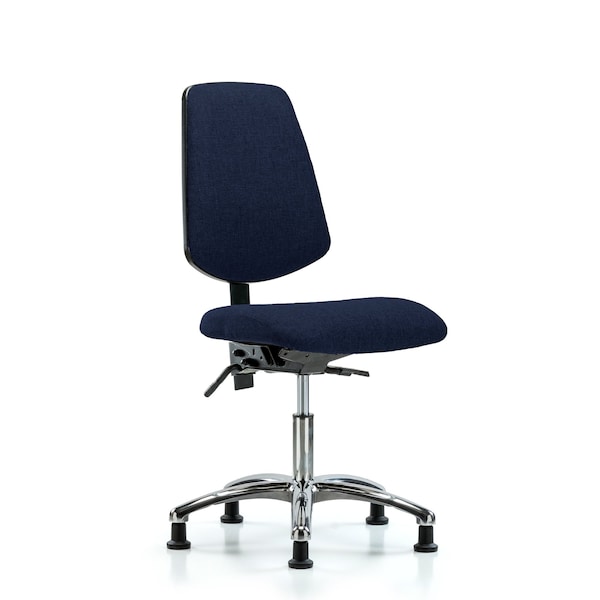 Desk Chair Fab Desk Chair, Med, Bk, Chrm, Glides, Navy, No Arms, 19" to 24" Height, Fabric, Dark Blue
