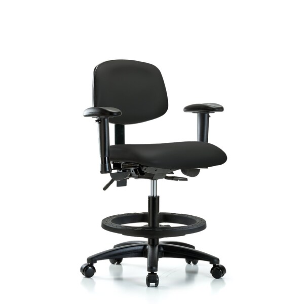 Chair, Vinyl, Med Bench, AA BF Casters, Blk, 6-Way Adjustable, 22" to 29" Height, Black