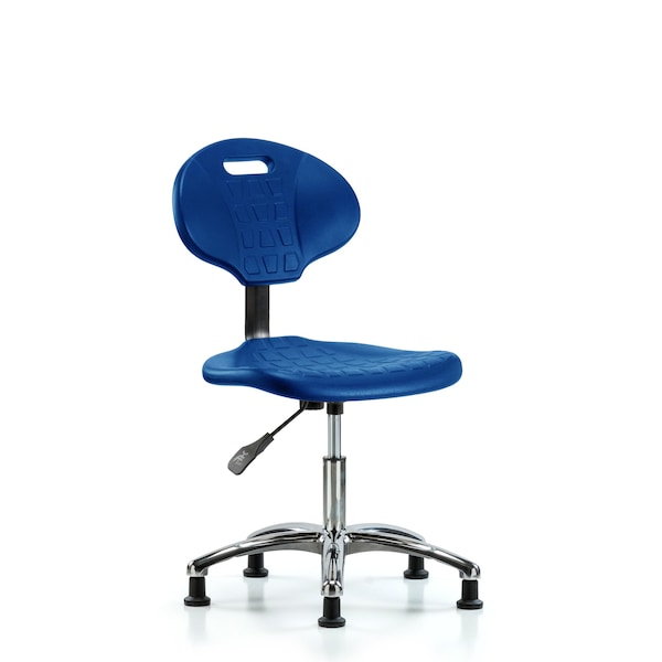 Erie Poly Chair Chrome, Desk, Glides, Blue