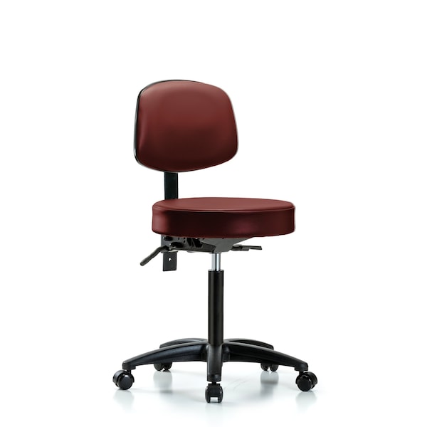 Vinyl Stool, Back, Med Bench, Tilt, Casters, Taupe