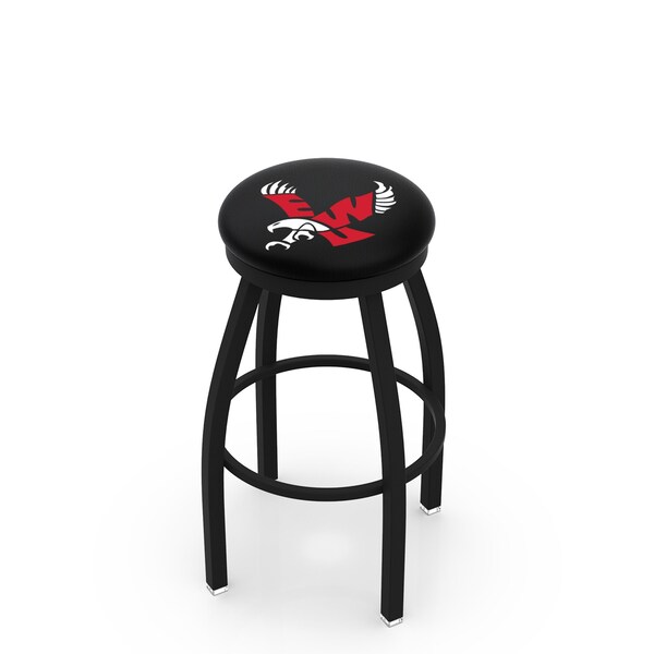 25" Blk Wrinkle Eastern Washington Swivel Bar Stool, Accent Ring