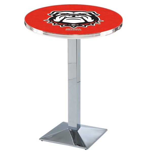 42" Chrome Georgia "Bulldog" Pub Table, 36" dia. Top